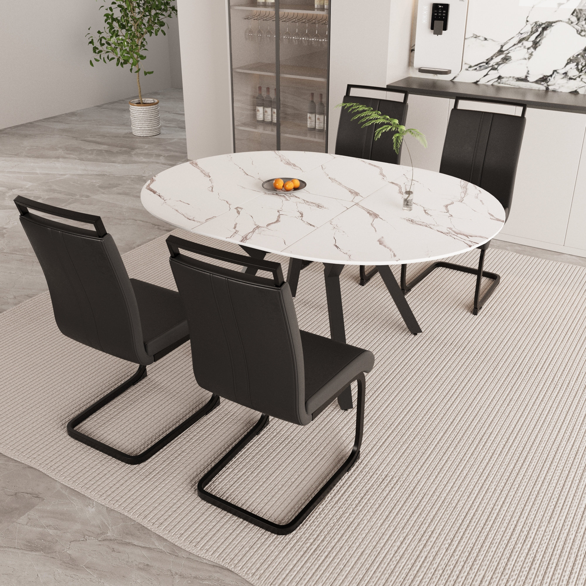 Latitude Run® -63" expandable round dining set with 4 c-shaped ...